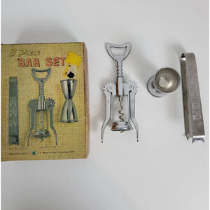 Vtg Kresge Company Kitchen Home Bar One Size Silver Cork Screw/Wine Opener NEW